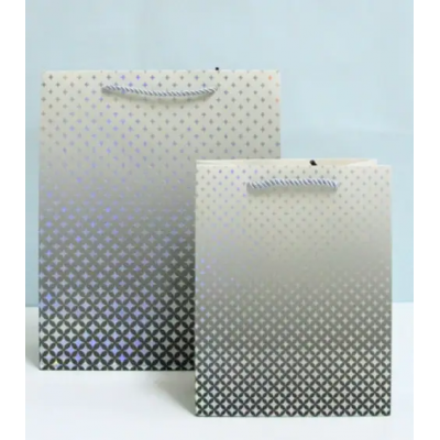 Пакет для подарка большой вертикальный "Звёздочки с голограммой на чёрном" 26х32 см