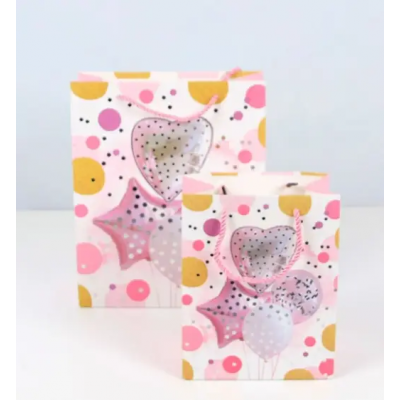 Пакет для подарка большой вертикальный "Шарики на сиреневом" 26х32 см