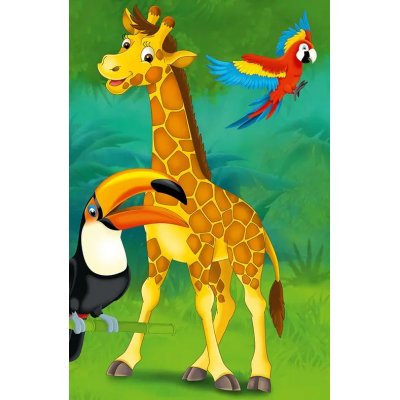 Пакет для подарка большой вертикальный "Жираф" 25х37 см