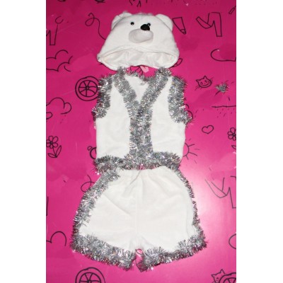 Детский карнавальный костюм Белый медведь (махра) 0732 Размеры 30-36