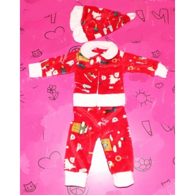 Детский костюм Красный-Новогодний (махра)  0296, Размеры 24-28 