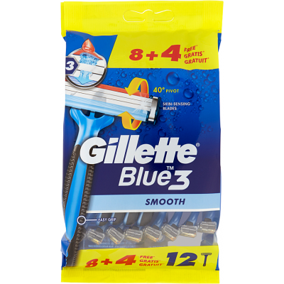 Набор одноразовых станков для бритья, 8+4шт - Gillette Blue 3 Smooth