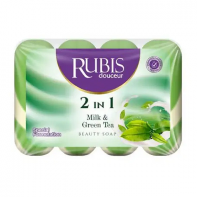 Мыло Rubis Экопак 2в1 (4*90гр) Молоко и зеленый чай