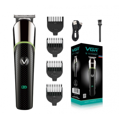 Машинка для стрижки волос и бороды VGR V-191 аккумуляторная беспроводная с 4 насадками
