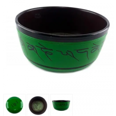 Чаша поющая темно зеленая ( d-16,5 см h-9.1 см)