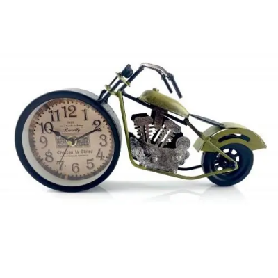 Часы настольные "Мотоцикл" зеленые (28х15х7,5 см)