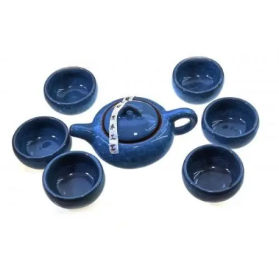 Сервиз керамический синий (Чайник - 200мл., чашка - 60мл.)(27х21х7 см)