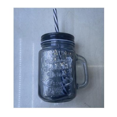 Чашка-банка с закручивающейся крышкой и трубочкой "Ice cold Drink" 450мл