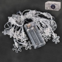 Гирлянда светодиодная "Snowflakes" 3м белая 20led (2AA)