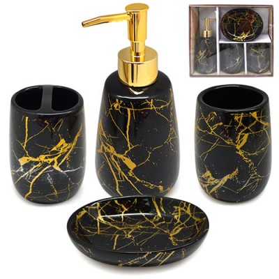 Набор для ванной "Black marble" 4пр/наб (18*7.5/10.5*7.5/10.5*7.5/11*13.5*3см)
