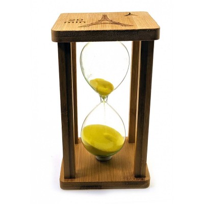 Часы песочные в бамбуке Time is Money желтые (20 мин)(16,5х10х10 см)