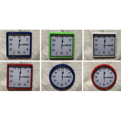 Часы настенные 20 см 3 расцветки, 2 формы