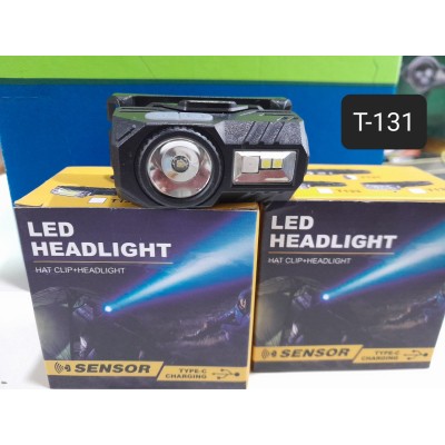 Фонарь налобный T-131 (отдельно красный свет, магнит, крепеж на каску)