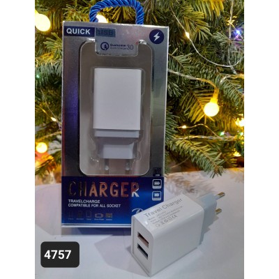Зарядное устройство на 2 разъема USB (4757)