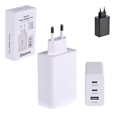 Сетевое зарядное устройство SOLMA PD "Trio" USB-C 65W/USB-C 25W/USB-A 15W