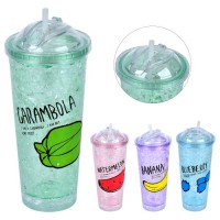 Стакан с крышкой и трубочкой "Ice fruitst" 650мл