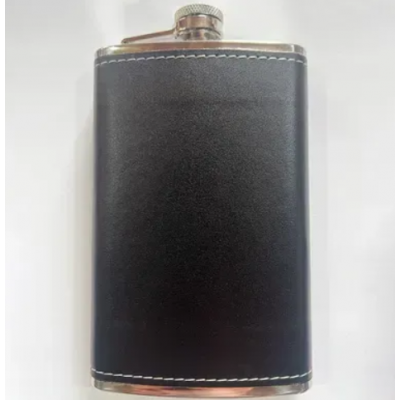 Фляга металлическая с кожаной обтяжкой, 10 унций BP-10 Black