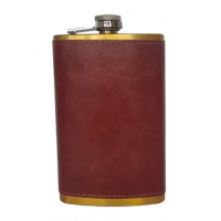 Фляга из нержавеющей стали с кожаной отделкой – 10 oz (295 мл) FS-10 Brown
