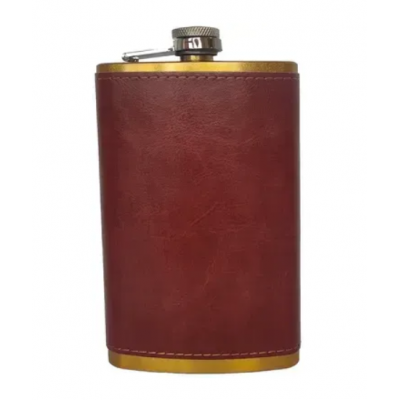 Фляга из нержавеющей стали с кожаной отделкой – 10 oz (295 мл) FS-10 Brown