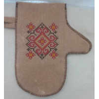 Рукавица, прихватка для бани с вышивкой. Термостойкая 100% шерсть (войлок), в ассортименте