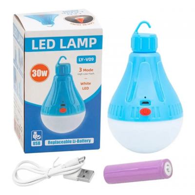 Лампочка с аккумулятором 1x18650 LY-V09 30w USB