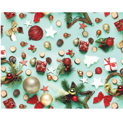 Новогодняя бумага для упаковки "Ёлочные украшения", 5 шт/уп