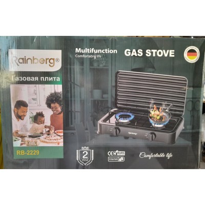 Плита газовая RB-2229 на 2 конфорки с крышкой (В×Ш×Г – 8×47×30см) Плита газовая RB-2229 на 2 конфорки с крышкой (В×Ш×Г – 8×47×30см)