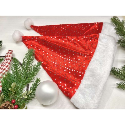 Шапка деда Мороза, с блестками