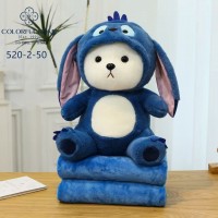 Мягкая игрушка с детским пледом Медведь в капюшоне, Высота игрушки 50 см