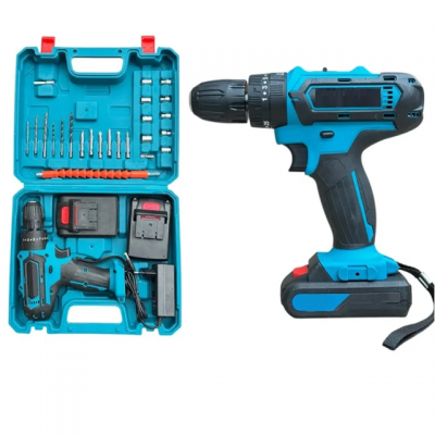 Аккумуляторный шуруповерт с насадками в кейсе DOMOTEC 21V (синий)