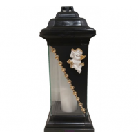 Лампадка стеклянная на 120 часов Каплычка черная "Ангел лепка"