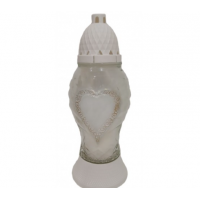 Лампадка стеклянная на 48 часов "Сердце перламутр"