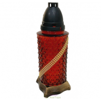 Лампадка стеклянная на 48 часов "Кристалл с лентой" красная