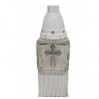 Лампадка стеклянная на 48 часов "Крест/квадрат белый"