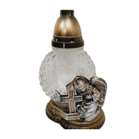 Лампадка стеклянная на 48 часов "Ангел с крестом"