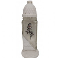 Лампадка стеклянная на 36 часов "Роза высокая серебр./белый край"