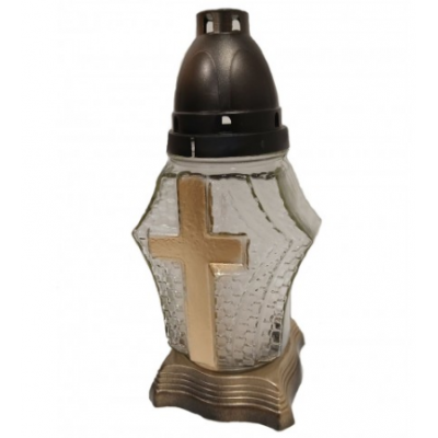 Лампадка стеклянная на 36 часов "Крест 3D" прозрачная