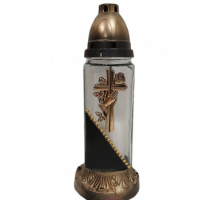 Лампадка стеклянная на 36 часов "День-ночь/крест с рукой"