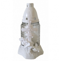 Лампадка стеклянная на 18 часов "Крест белый"