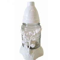 Лампадка стеклянная на 18 часов "Роза белая" Лампадка стеклянная на 18 часов "Роза белая"