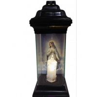 Лампадка Каплычка черная витражная с led-свечой "Дева Мария"