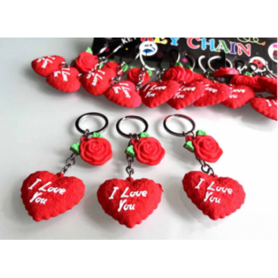 Брелок сердце с розами резиновый
