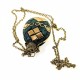 Аромакулон бронзовый с малахитовыми вставками (5,5х4,5х2 см)