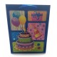 Пакет подарочный картонный с аппликацией 'Happy Birthday' (18х23х8 см)
