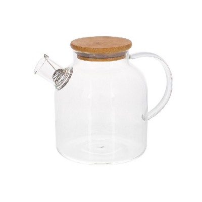 Заварочный чайник стеклянный с бамбуковой крышкой, 1.5л