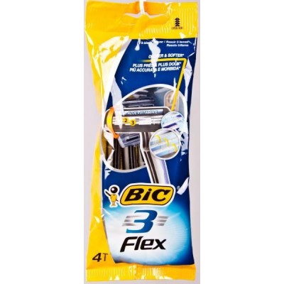 Станок одноразовый для бритья, мужской BIC «3 Flex» 3 лезвия (4 станка в комплекте) Греция