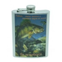 Фляга 8oz рыбацкая, рисунки в ассортименте 