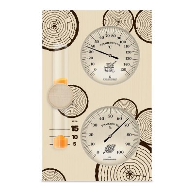 Термометр гигрометр с песочными часами для сауны и бани «Банная станция» исп.2