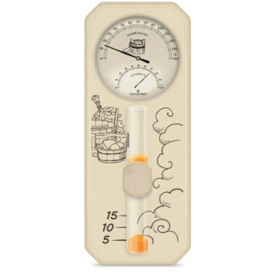 Термометр гигрометр с песочными часами для сауны и бани «Банная станция» исп.3