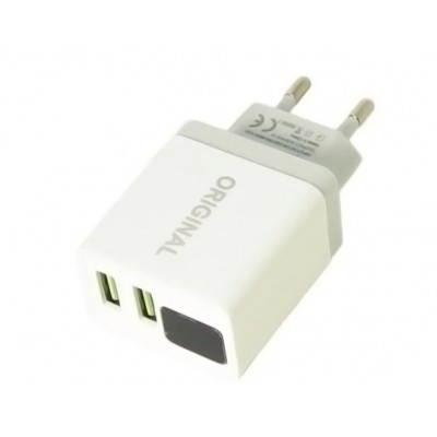 Быстрая USB зарядка для телефона 220В CX QC03 5740 с 2 USB и LED дисплеем